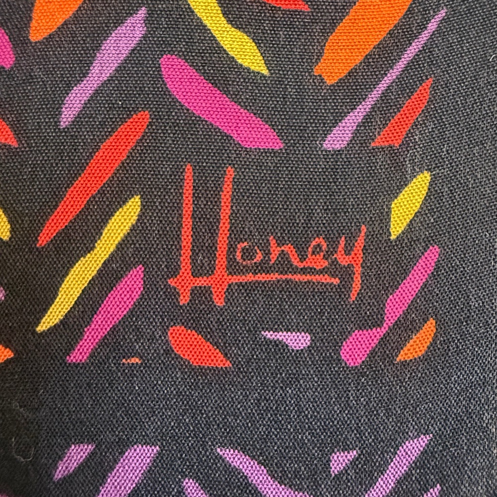 Vintage Honey Japan 100% Silk Floral & Chevron Print Scarf – 10" x 52" - Picture 6 of 8
